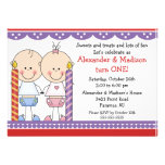 Twins 1st Birthday Invitation
