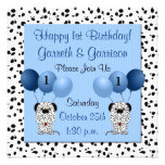 Twins 1st Birthday Party Invitation Blue