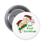 Twins First Christmas Candy Cane Buttons