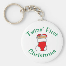 Twins First Christmas - Stocking (no date) Key Chain