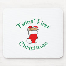 Twins First Christmas - Stocking (no date) Mouse Mats
