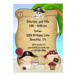 Twins Little Buccaneer 1st Birthday Pirate Invite