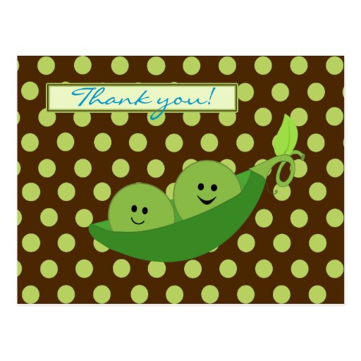 Twins Peas in a Pod Baby Shower Thank You Postcard