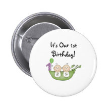 Twins Peas in a Pod  First Birthday Pins