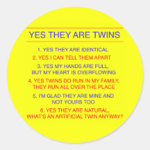 Twins Questions Identical yellow Stickers