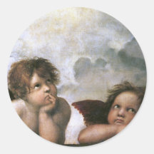 Two Angels, Raphael Vintage Fine Art Stickers