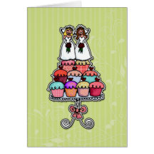 Two Brides on Cupcakes Greeting Cards