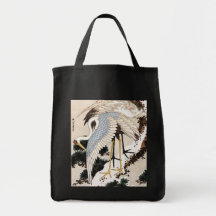 Two cranes on a pine covered with snow, Hiroshige Canvas Bag