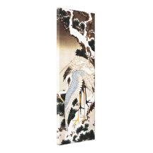 Two cranes on a pine covered with snow, Hiroshige Canvas Prints