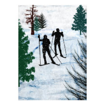 Two Cross Country Skiers Personalized Invitation