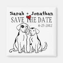 Two Dogs Puppy Love Save The Date Refrigerator Magnets