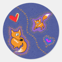 Two foxes round sticker