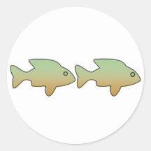 Two green & gold fish stickers