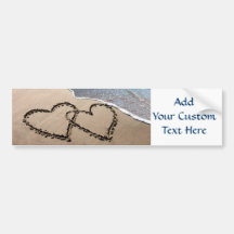 Two Hearts In The Sand Bumper Sticker