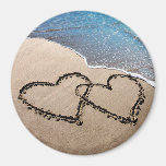 Two Hearts In The Sand Refrigerator Magnets