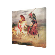 Two Knights Fighting in a Landscape, c.1824 Stretched Canvas Print