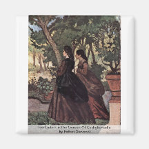 Two Ladies In The Garden Of Castiglioncello Magnets