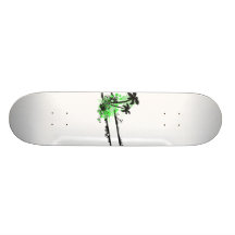Two palm green black floral w stripe skate decks