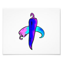 Two peppers blue purple photo print