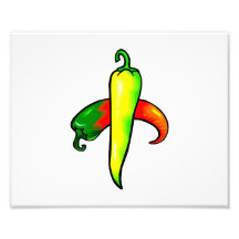 Two peppers one yellow one red graphic art photo