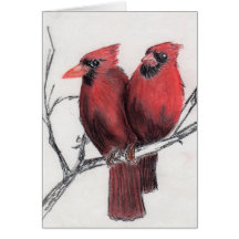 Two Red Birds Card