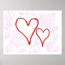 Two red hearts design, love or Valentine's Print