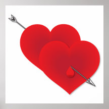 Two red hearts print
