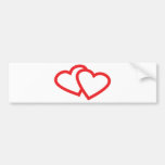 two red hearts symbol bumper stickers