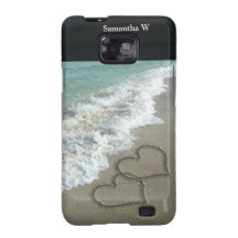 Two Sand Hearts on the Beach, Romantic Ocean Samsung Galaxy Cover