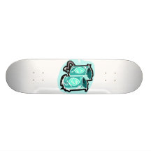 Two Speakers Graphic Teal Version Skateboard Deck