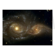 Two Spiral Galaxies (NGC220 and IC2163) Greeting Cards