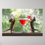 Two Squirrels Drinking a Cocktail Posters