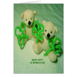 Two Teddy Bears with Shamrocks Greeting Card