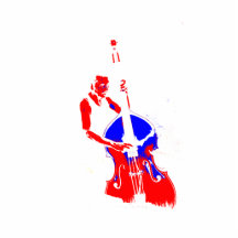 Two Toned Upright Bass Player Outline Red Blue Photo Sculpture