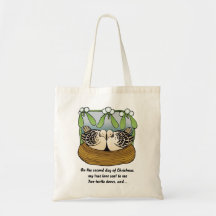 Two turtle doves holiday tote bag