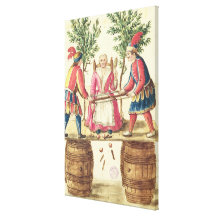 Two Venetian magicians sawing a woman in half Gallery Wrapped Canvas