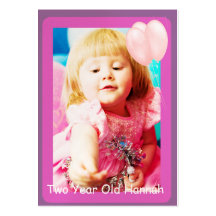 Two Year Old  Girls Birthday Photo Cards Business Card Template