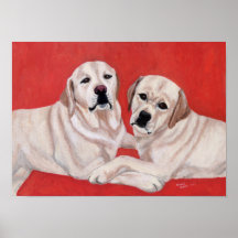 Two Yellow Labrador Retrievers Art Print