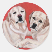 Two Yellow Labradors Painting 2 Stickers