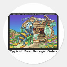 Typical Bee Garage Sales Funny Gifts & Tees Round Sticker
