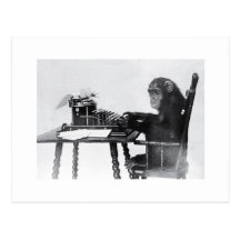 Typing Monkey Post Cards