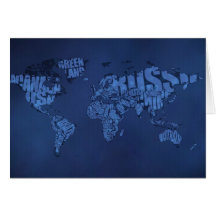 Typographic World Map (Dark) Card