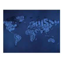 Typographic World Map (Dark) Post Card