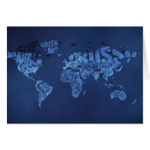 Typographic World Map (Night) Greeting Card