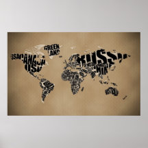 Typographic World Map Posters