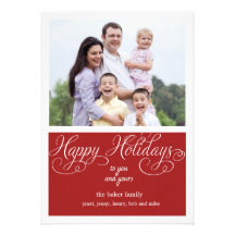 Typography  Red holiday greeting photocard Custom Announcements
