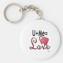 U Plus Me Equals Love Keychains