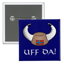 Uff Da! Viking Hat Pinback Buttons