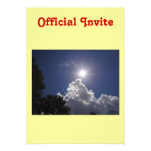 UFO Sunburst Fluffy White Clouds Custom Invites