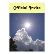 UFO Sunburst Over Fluffy White Clouds Custom Invites
